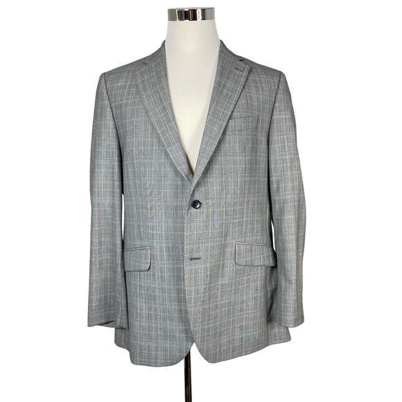 Charles Tyrwhitt Gray Plaid Prince of Wales Sport Coat 44L - Picture 1 of 10